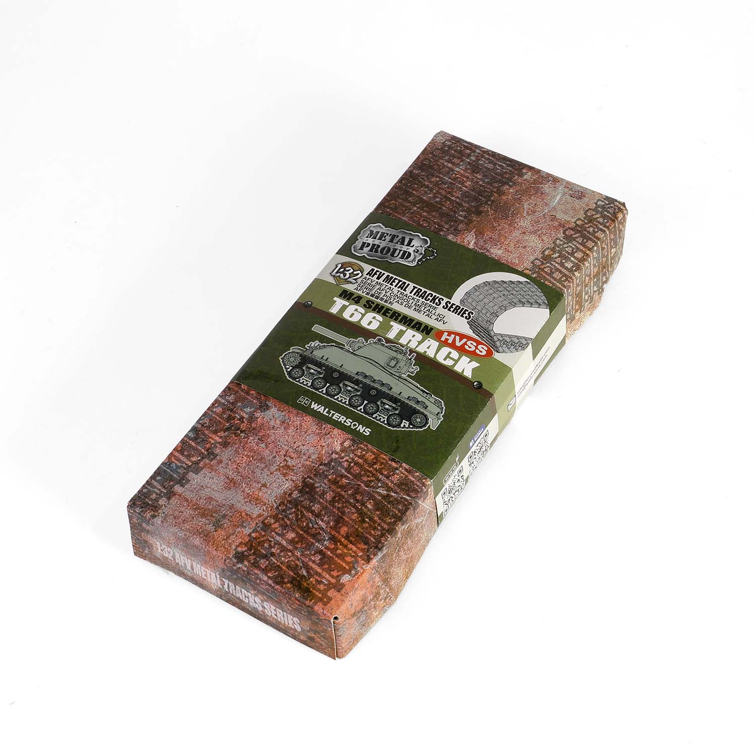 Sherman M4 tank HVSS Suspension type - Metal Upgrade track link set (Model T66)  Zinc Alloy materials | with weathering effect