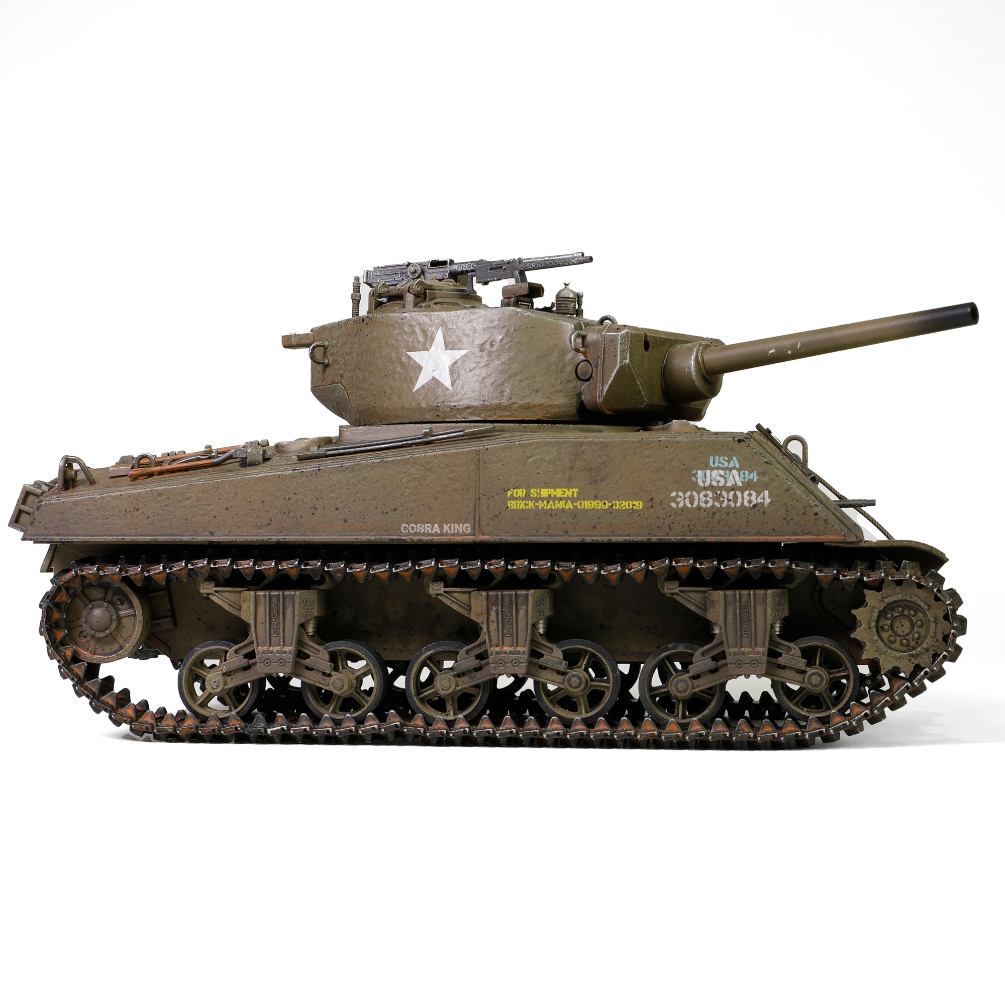 Sherman M4 tank HVSS Suspension type - Metal Upgrade track link set (Model T66) Zinc Alloy materials | with weathering effect